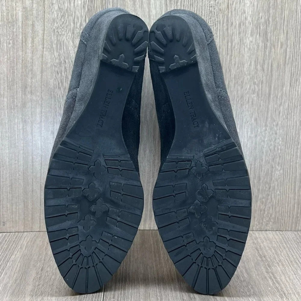 Ellen Tracy Booties Womens Sz 9.5M Active Tobin Wingtip Wedge Lace Up Suede Gray - Picture 9 of 12